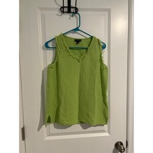 SAKS FIFTH AVENUE tank blouse green yellow size small